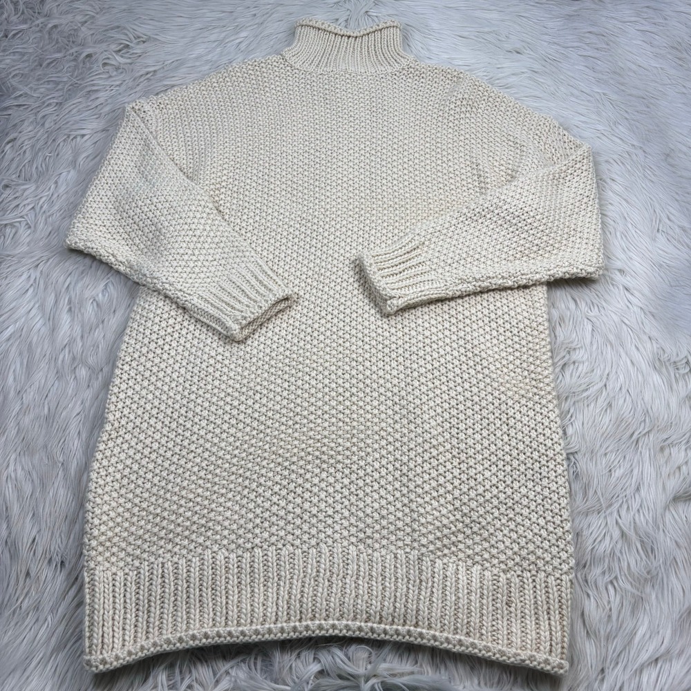 Farrow Women's M Cream Chunky Knit Mock Neck Sweater Dress Cozycore Cottagecore